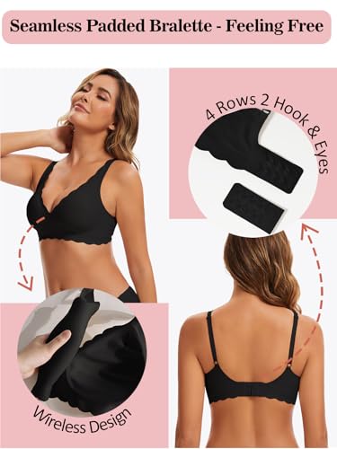 Image of Seamless Wavy Bra - Low Cut Deep V Bras Scalloped Wireless Jelly Bralette