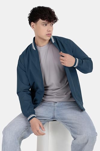 Image of Celary Men's Bomber Jacket Polyester Standard Length | Lightweight Casual Zip-Up Jacket | Stylish Slim Fit Outerwear for All Seasons