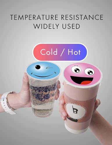 Image of WantJoin Cup Sealing Film Milk Tea Cup Sealer Film Boba Cup 90-105 mm 3000 Cups for PP Plastic and Paper Cups, Pink