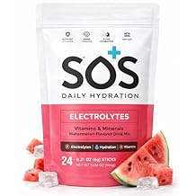 SOS Hydration Electrolyte Powder Packets | Low Sugar Rapid Hydration | Keto Friendly 24 Servings, Watermelon