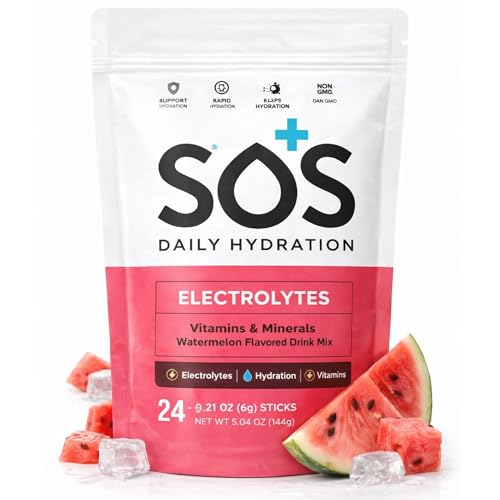 Image of SOS Hydration Electrolyte Powder Packets | Low Sugar Rapid Hydration | Keto Friendly (24 Servings, Watermelon)