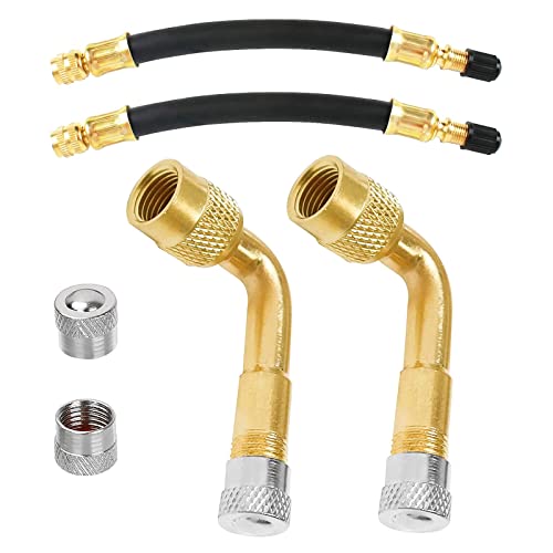 Reifenventil Verlängerung Adapter 90 Grad Ventilverlängerung und 180mm Flexible Gummi Reifen Ventilverlängerung Kupfer Ventiladapter Winkel Ventilverlängerung für Auto Motorrad Fahrrad Scooter