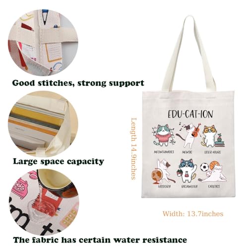 Bolsa tote educativa para profesor amante de gatos miniatura 4
