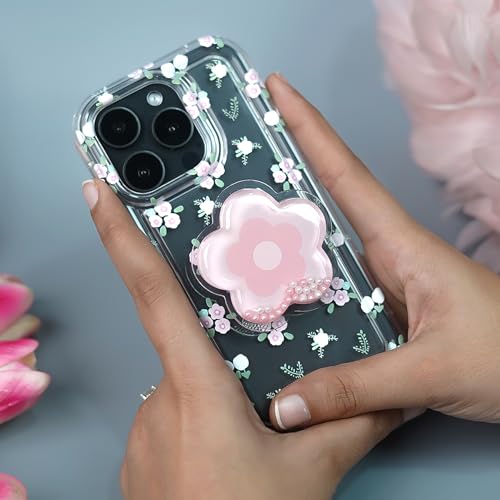 Image of Peeperly Back Cover Case for iPhone 14 Pro Max Scratch Resistant Anti-Slip TPU Shockproof Protective Durable Cute Korean Floral Phone Gripper Case for Girls & Women(Green)