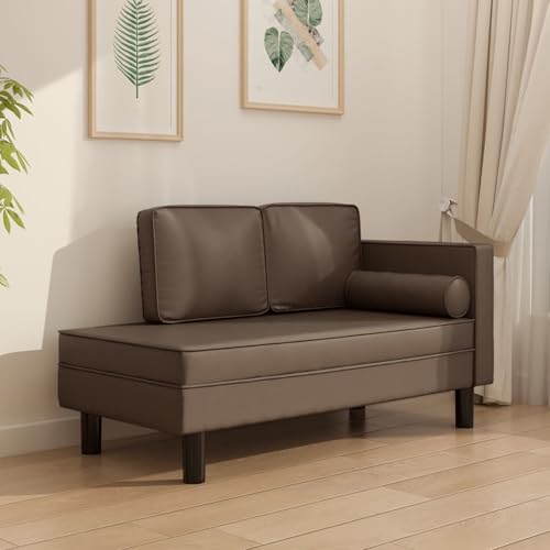 Gecheer Sofá de 2 plazas Sofá Moderno con Respaldo Sofá Cama Sofá de Salón para Dormitorio Oficina Hogar Sofá Chaise Longue Sofá diván de Cabeza Cuero sintético Marrón