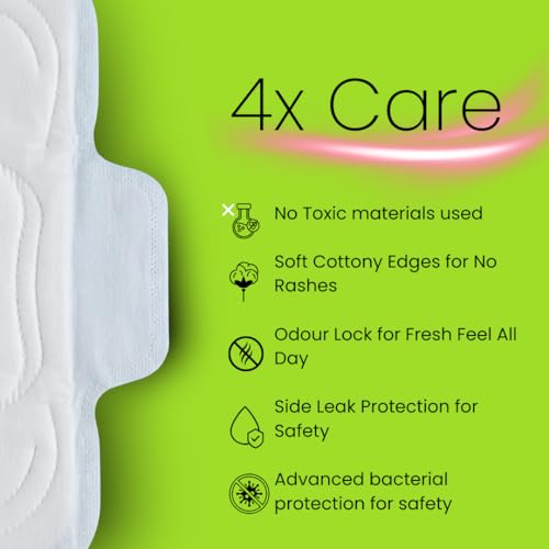 Image of Wonderize Ultra Dry Sanitary Pads for Women (310mm XL, 30 Pads) | Anti Bacterial | Soft Cotton Side Edges | Super Absorbent | Leak Proof for Heavy Flow | Disposable Wrapper