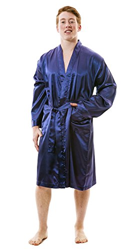 Up2date Fashion Men's Satin Robes with Front Pockets, Style-Gwn512