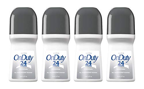 AVON On Duty Original Roll On Antiperspirant Deodorant for Men & Women 24-Hour Freshness & Original Scent Alcohol & Paraben Free Women & Men Deodorant 2.6 oz (Pack of 4)