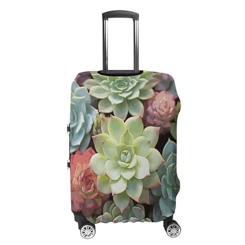 Green Succulents Luggage Cover, Washable Elastic Suitcase Cover Protector Fit 18-32 Inch Luggage4