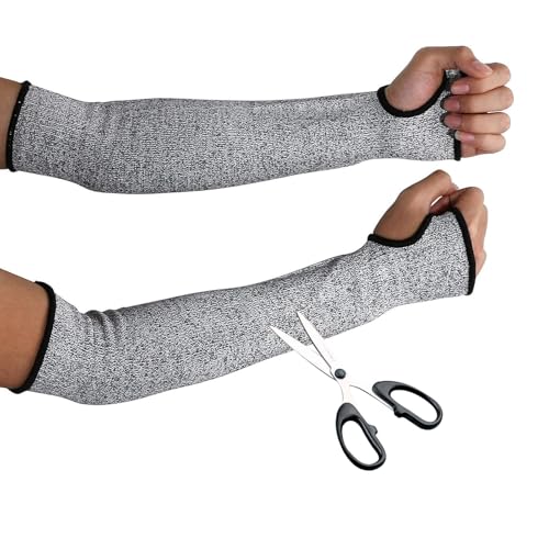 GIEEU   Puño anticortes, 45 cm, color gris, anticortes, HPPE nailon, elastano transpirable para la construcción, la cocina, la jardinería, los trabajadores y la protección del antebrazo