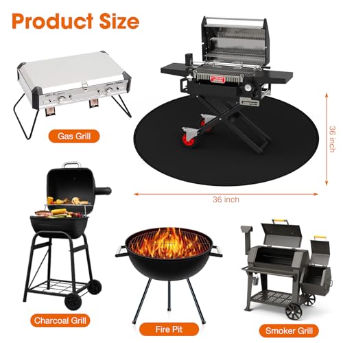 Yizhet 399047US 36 Inch Round Fireproof Under Grill Mat, Black Fire Pit Mat For Solo Stove Bonfire, Reusable Oil-Proof Waterproof Bbq Pad For Deck Patio Grass Outdoor Grill Accessories thumb #1