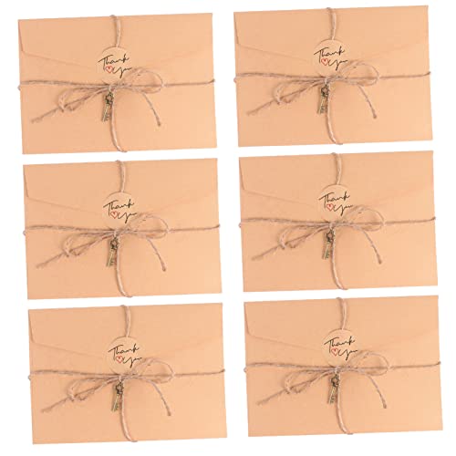 COHEALI Retro Envelope Vintage Writing Paper Kit 3 Sets of Kraft Paper Stickers Rope Decor for Invitations Cards