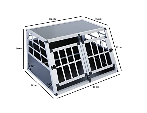 Auto Hundetransportbox kleine Doppelbox Hundebox Transportbox Gitterbox Fahrzeugbox Kofferraumbox Katzen Hunde Aluminium Trapez