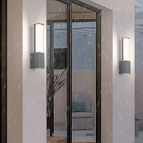 Applique Murale Noire Longue LED 30cm Lampe de Garage Extérieur Étanche IP65