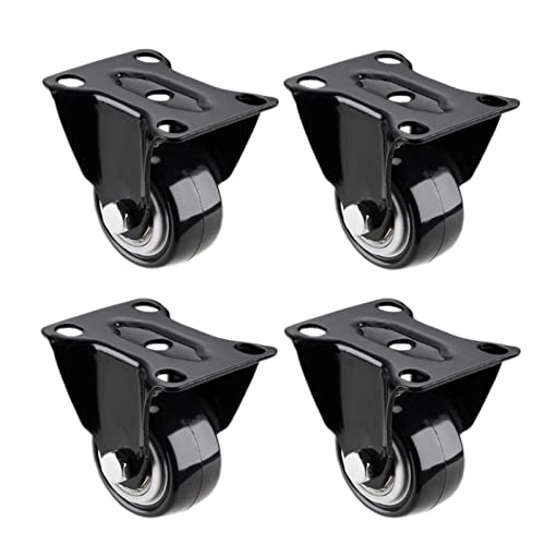 Roulettes pivotantes fixes noires en polyuréthane de 4,1 cm pour chariot de transport