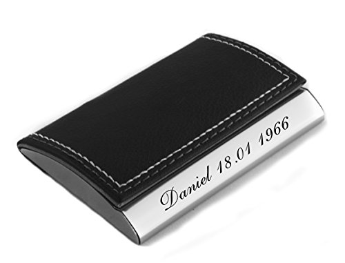 Preisvergleich Produktbild Elegantes Visitenkartenetui in hochwertiger Lederoptik mit Lasergarvur (Wunschtext)
