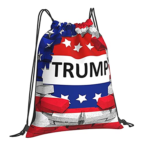 American Usa Trump Flag Drawstring Backpack Funny Sport Gym Bag Water Resistant Draw String Sackpack For Men Women Yoga Travel Beach Cinch Sack #TOP14