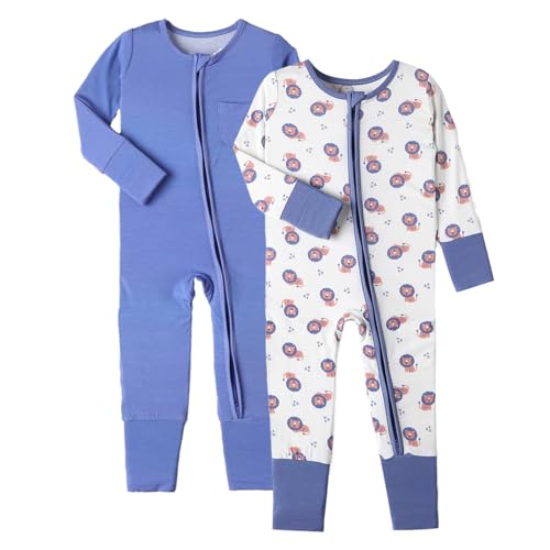 Image of OPAWO Viscose from Bamboo Onsies for Baby Girls' One-Piece Rompers with 2 Way Zipper Mittens Cuff Infant Footless Sleep 'N Play 6-12 Month