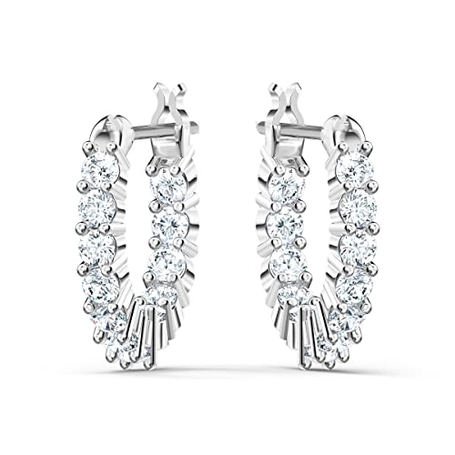 Swarovski Matrix Hoop Earrings, Clear Crystals, Rhodium Finish2