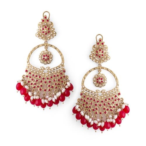 Image of Rubans Chandbali Earrings Gold Plated Kundan Jewellery Gift for Women & Girls
