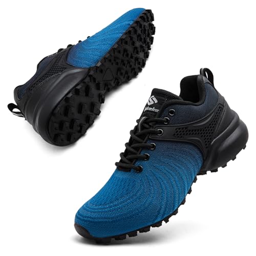 Image of Men's Trail Running Shoes Lightweight Breathable Walking Hiking Sneakers Outdoor Athletic Tennis Cross Training Shoes