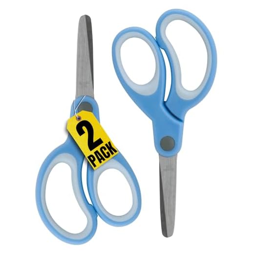 1InTheOffice Scissors for School Kids, Blunt Tip Scissors, Kids Blunt End Scissors, Kids Safe Scissors Kid Scissors Blunt Tip, Small Safety Scissors, Blue (2 Pack)