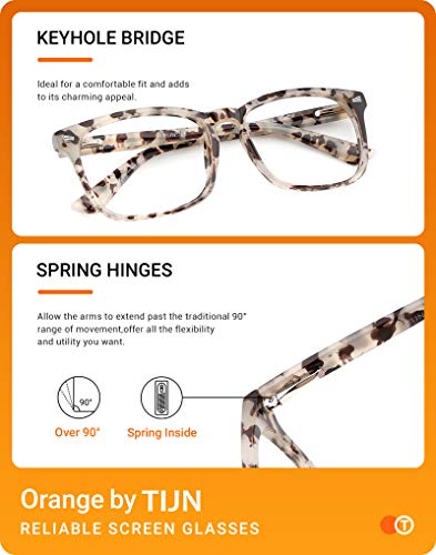 TIJN Blue Light Blocking Glasses for Women Men Clear Frame Square Nerd Eyeglasses Anti Blue Ray Computer Screen Glasses