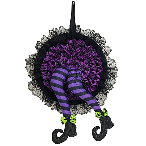 Couronne d'Halloween sorcière RLKHXBS pour décoration de porte
