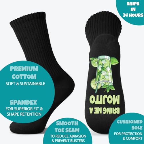 Funny Mojito Socks for Men and Women – Bring Me a Mojito Socks – If You Can Read This Socks – Cocktail Lover Gift – Black Crew Socks3