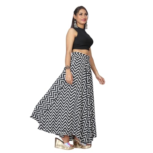 Image of JYESHTA Women's American Crepe Flared A Line Stitched Long Skirt with 12 Mtr Flare 40 in Height | Skirts for Women Long Length | Long Skirts for Girls