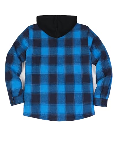 Image of ZENTHACE Men's Sherpa Lined Full Zip Hooded Plaid Shirt Jacket