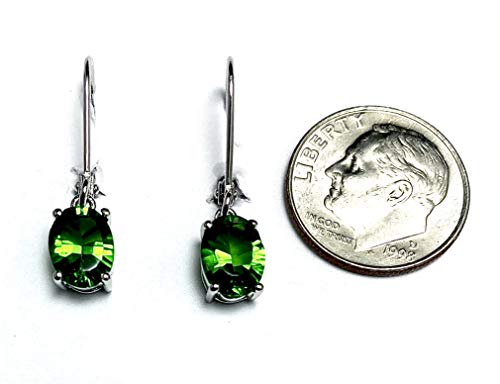 E10608L Classic Mt St Helens Green Helenite May Birthstone Sterling Silver Dangling Earrings2