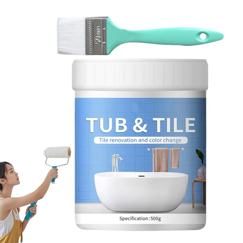 Pintura para bañera - Pintura para bañeras y azulejos | Dolor de bañra blanca | Kit de reacabado de baño de secado rápido a base de agua | Pinturas múltiples para baño y baera | Juego de cubierta pa