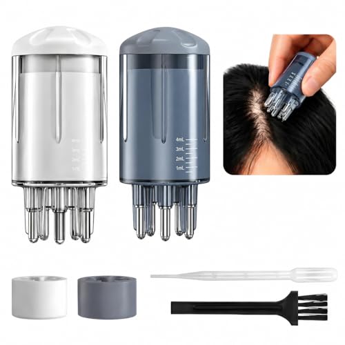 KLXXUJK Minoxidil Applicator 2 Pack Scalp Applicator Comb with Cleaning Brush and Dropper Rollerball Hair Oil Dispenser Bottle for Precise Root Targeted Quick Effortless Scalp Brush Tool