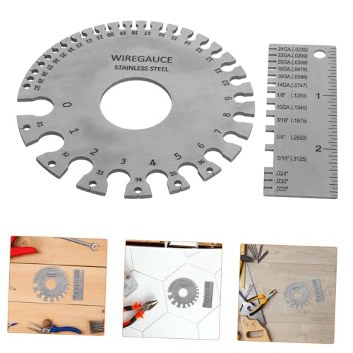 Juego de 2 calibradores de espesor para soldadura en acero inoxidable, herramientas precisas para medir alambres y brechas de soldadura, para inspección y fabricación miniatura 4