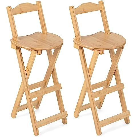 GiantexUK Bamboo Folding Bar Stools Set Cover