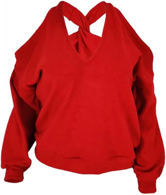 RAMOUG Women's Multi Way Halter Neck Cold Shoulder Baggy Knit Pullover Sweater - Image 2