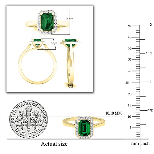 Dazzlingrock Collection 7X5mm Emerald Cut Lab Created Gemstone & 0.10 ct Natural Round Diamond Engagement Ring,Avaialble in 10K/14K/18K Solid Gold3