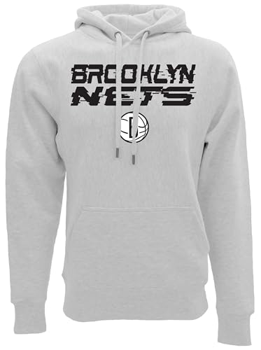Blue 84 Brooklyn Nets NBA Officially Licensed Hooded Sweatshirt Heavyweight, Large Ash Heather