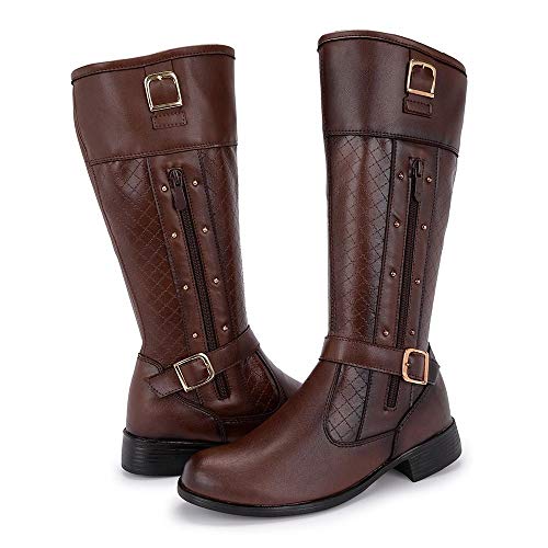 Bota Couro Eco Montaria Feminina 11079 Cano Longo Inverno - Café - 36