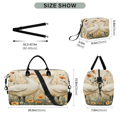 Weekender Bags Travel Duffel Gym Bag Duck Carry on Overnight Tote Bag with Toiletry Bag for Airplane Travel Trip Gym Yoga3