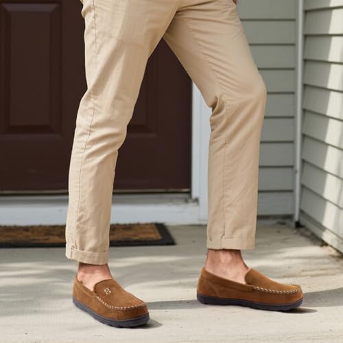 Zizor Men's Moccasin Slippers With Memory Foam, House Shoes for Indoor Outdoor2