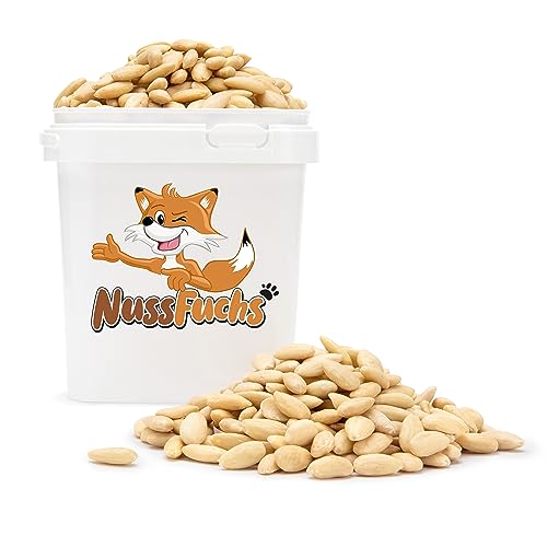 Mandeln blanchiert 3kg - naturbelassene Mandeln - geschält/ohne Haut - Mandeln ungeröstet & ungesalzen - zum Backen oder Snacken - NussFuchs (3kg Eimer)
