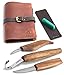 BeaverCraft Deluxe S13X Holzschnitzmesser-Set zum Holzschnitzen 3 Messer in einer Ledertasche mit Poliermittel –Haken- Sloyd- Detailmesser (Deluxe Löffelschnitzmesser-Set S13x)