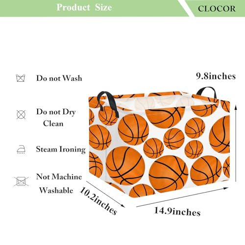Image of CLOCOR Rectangular Basketball Print Storage Basket Empty,Gift Basket,Books Box,Room Decor(Basketball)