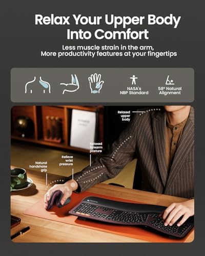 ProtoArc EM11 NL Wireless Ergonomic Vertical Mouse, Rechargeable, Wine Red - 4