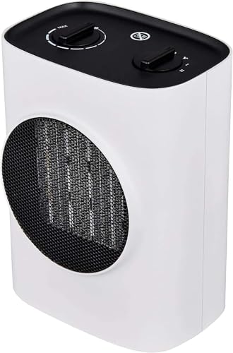Image of MYLEK Fan Heater - Ceramic PTC 1.5kW - 2 Heat Settings, Tip Over Protection, Adjustable Thermostat - For Home, Offices, Garages, Workshops (1500w) White