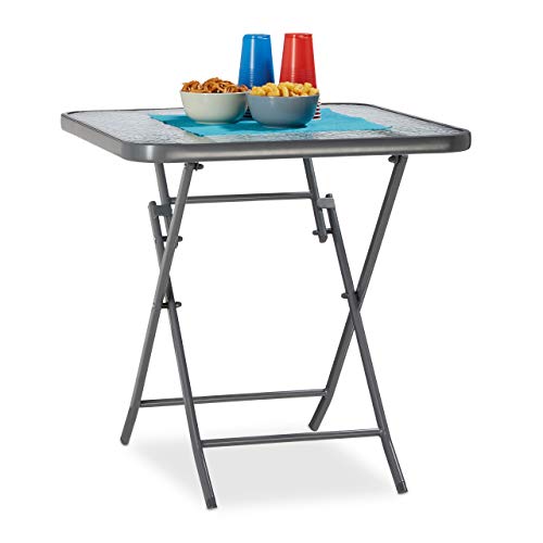 Mesa plegable auxiliar con tablero de cristal de Relaxdays