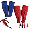 2026 Protection Tibia Ski Adulte, Protege Tibia Ski, Chaussette Protege Tibia Ski, Version Étendue Ski Protection Tibia, avec Structure Alvéolaire Protectrice de 10 mm D'épaisseur (Bleu +Rouge, XL)