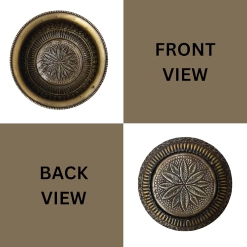 Image of Decorative Brass Chitai 8 inches Urli | Table Centerpiece Flower Floating Bowl | Urali for Mandap, Haldi, Mehendi, Wedding, Reception Decor | Brass Antique | 1500ml